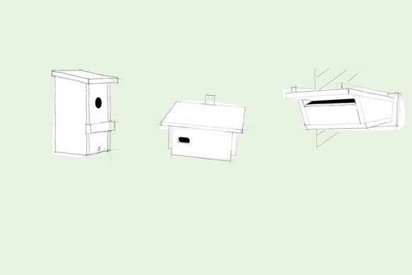 Zeichnungen verschiedener Nistkastenformen