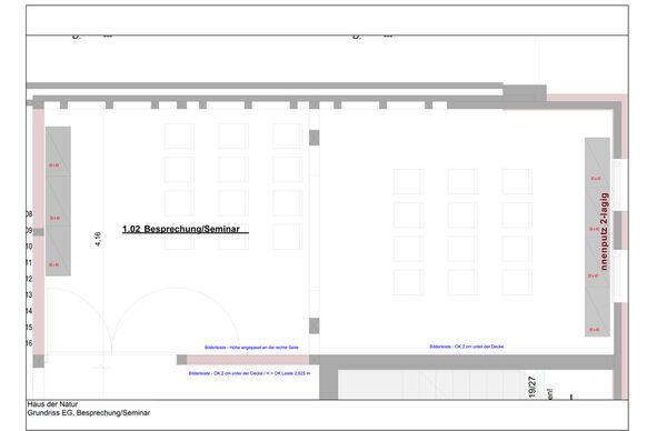 Grundriss des Seminarraums im Erdgeschoss des Hauses der Natur