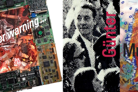 The exhibition poster is a collage of three works by Günter Muth